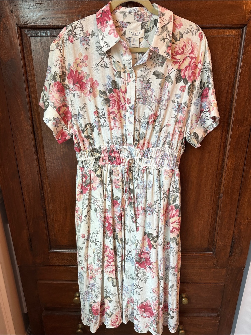 Calypso St. Barth Floral Linen Blend Midi Dress